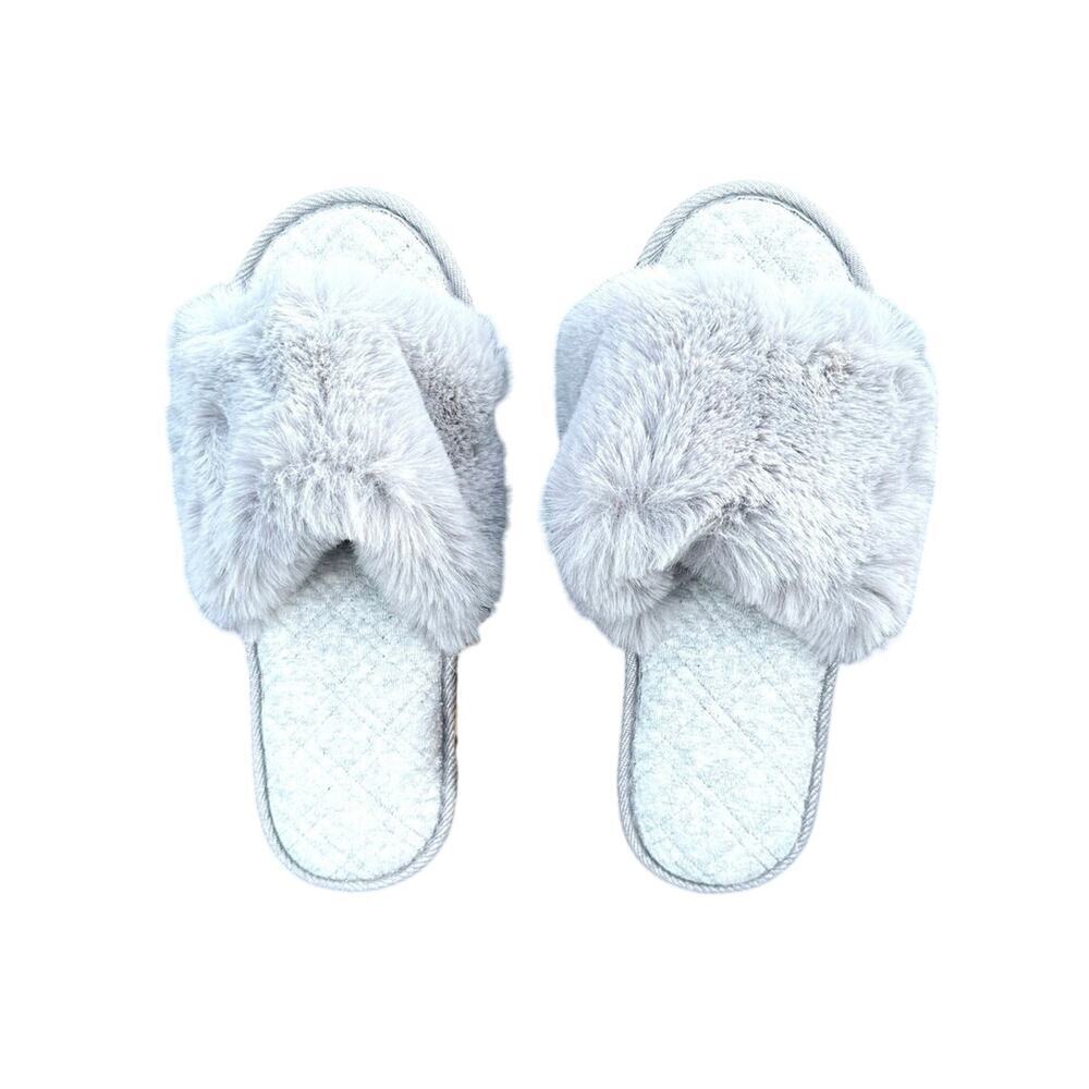 LongBay Women's Fuzzy Faux Fur Memory Foam Cozy Indoor Slides Size Large